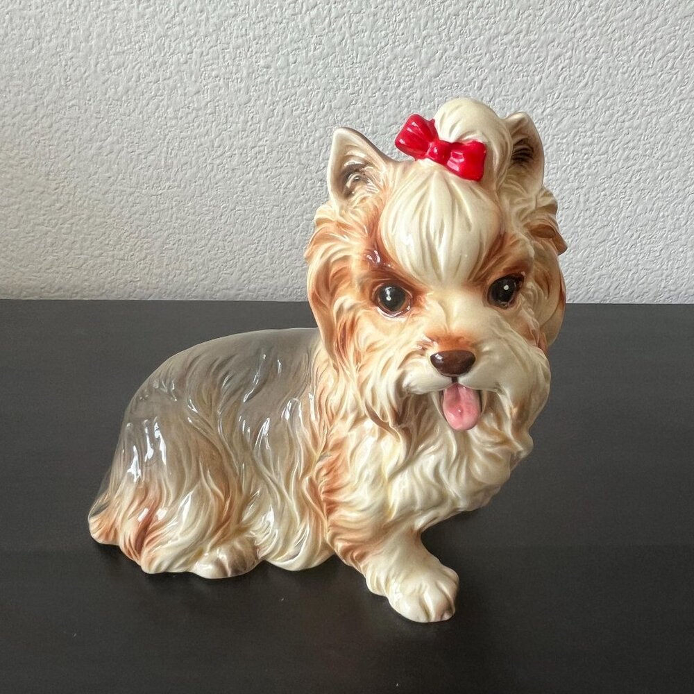Vintage Norcrest Yorkshire Terrier Figurine // Handpainted Ceramic Yorkie